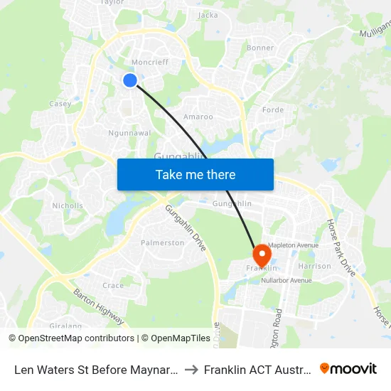 Len Waters St Before Maynard St to Franklin ACT Australia map
