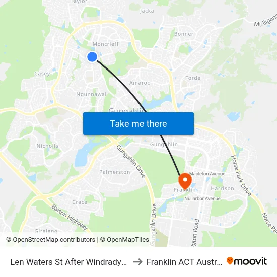 Len Waters St After Windradyne St to Franklin ACT Australia map