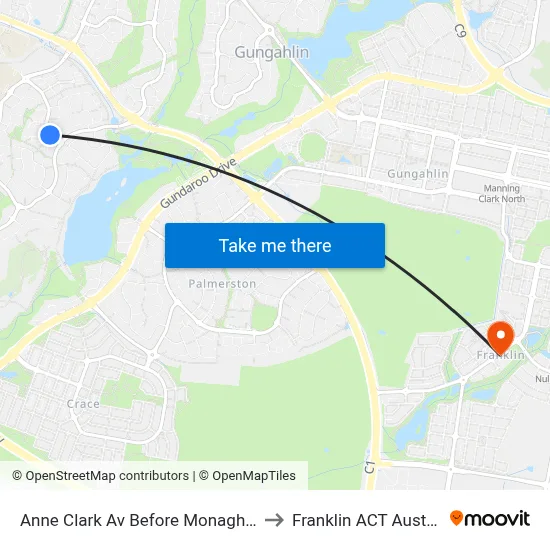 Anne Clark Av Before Monaghan Pl to Franklin ACT Australia map