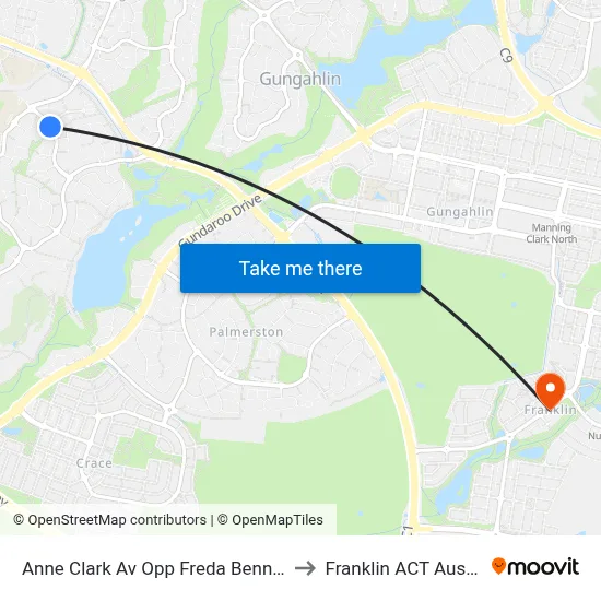 Anne Clark Av Opp Freda Bennett Cct to Franklin ACT Australia map