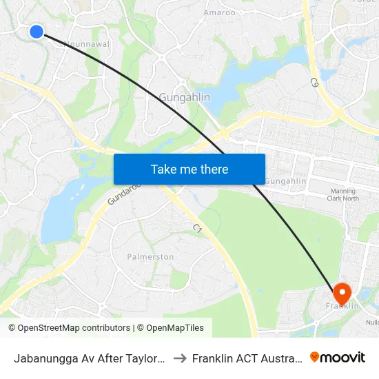 Jabanungga Av After Taylor St to Franklin ACT Australia map