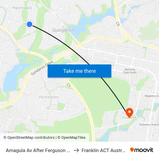 Amagula Av After Ferguson Cct to Franklin ACT Australia map
