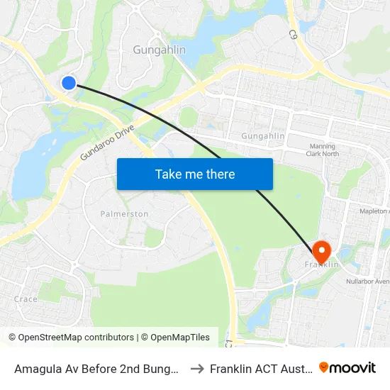 Amagula Av Before 2nd Bungaree Cr to Franklin ACT Australia map