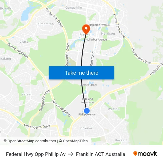 Federal Hwy Opp Phillip Av to Franklin ACT Australia map