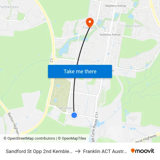 Sandford St Opp 2nd Kemble Crt to Franklin ACT Australia map