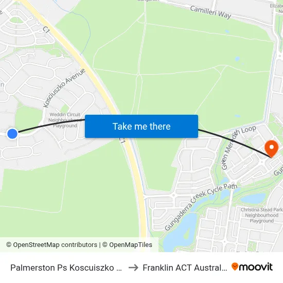 Palmerston Ps Koscuiszko Av to Franklin ACT Australia map