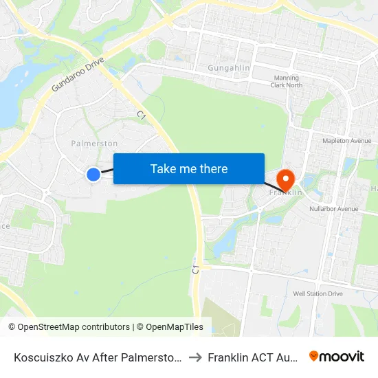 Koscuiszko Av After Palmerston Shops to Franklin ACT Australia map