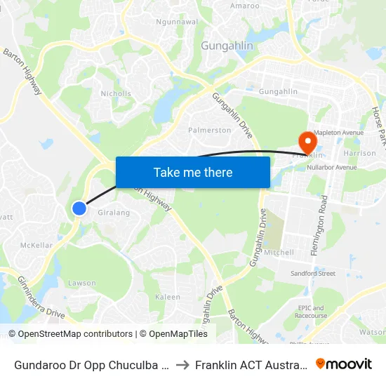 Gundaroo Dr Opp Chuculba Cr to Franklin ACT Australia map