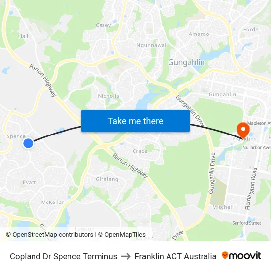 Copland Dr Spence Terminus to Franklin ACT Australia map
