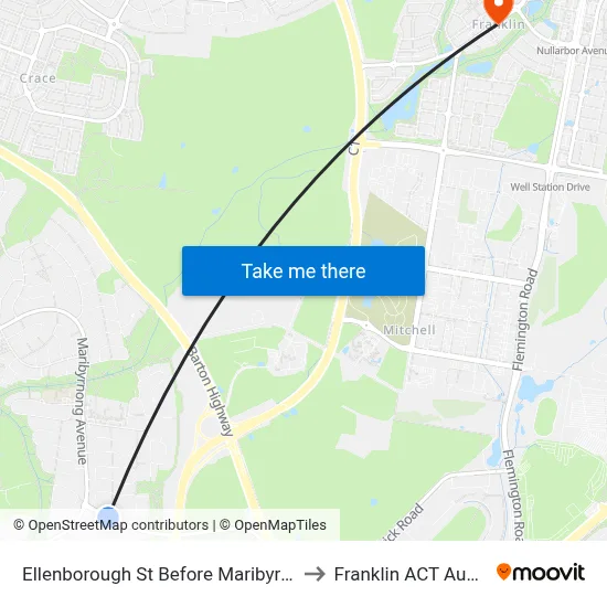 Ellenborough St Before Maribyrnong Av to Franklin ACT Australia map
