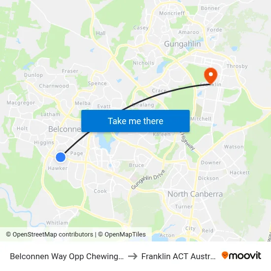 Belconnen Way Opp Chewings St to Franklin ACT Australia map