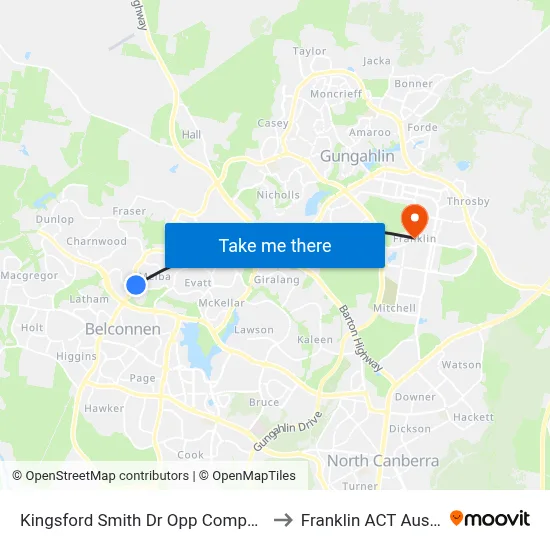 Kingsford Smith Dr Opp Companion Cr to Franklin ACT Australia map