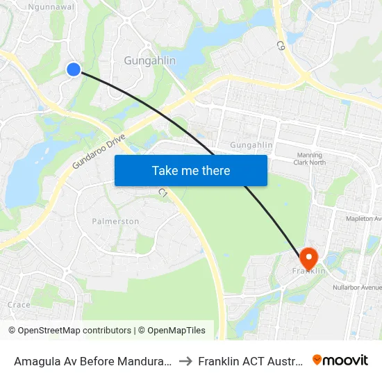 Amagula Av Before Mandurah Pl to Franklin ACT Australia map