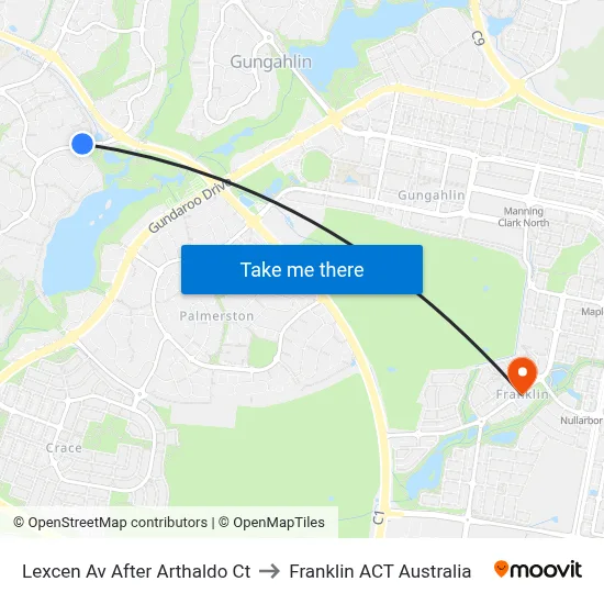 Lexcen Av After Arthaldo Ct to Franklin ACT Australia map