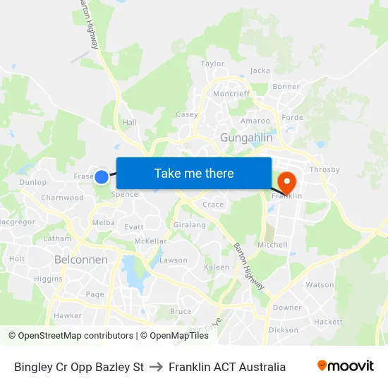 Bingley Cr Opp Bazley St to Franklin ACT Australia map