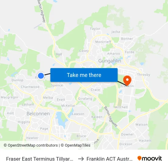 Fraser East Terminus Tillyard Dr to Franklin ACT Australia map