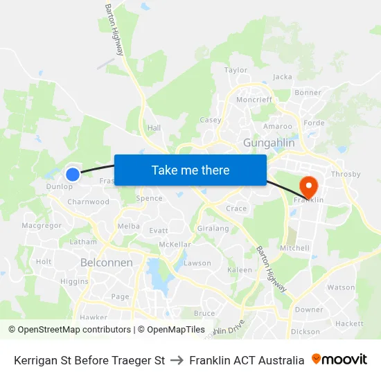 Kerrigan St Before Traeger St to Franklin ACT Australia map