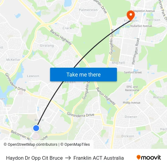 Haydon Dr Opp Cit Bruce to Franklin ACT Australia map
