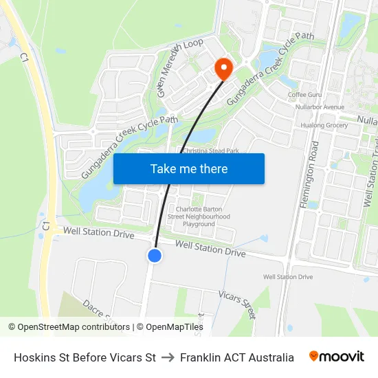 Hoskins St Before Vicars St to Franklin ACT Australia map