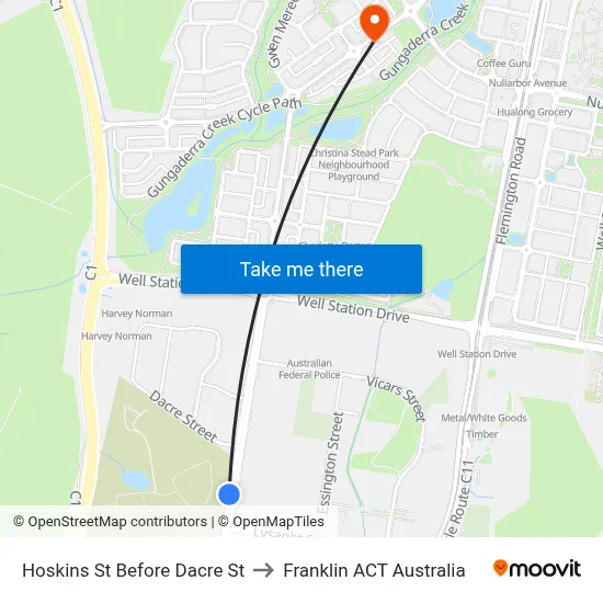Hoskins St Before Dacre St to Franklin ACT Australia map