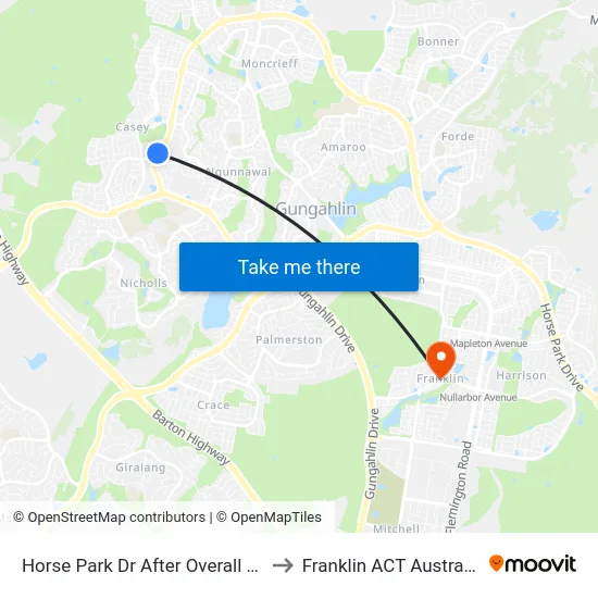 Horse Park Dr After Overall Av to Franklin ACT Australia map