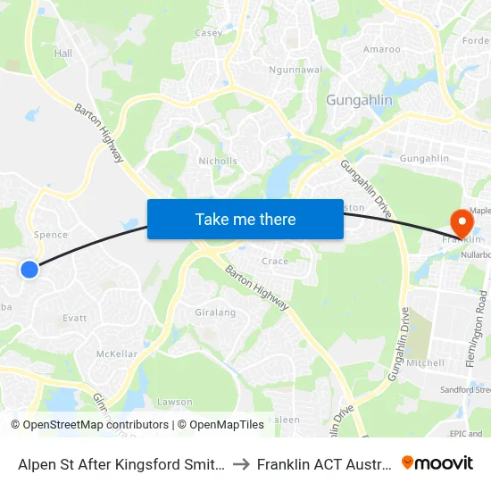 Alpen St After Kingsford Smith Dr to Franklin ACT Australia map