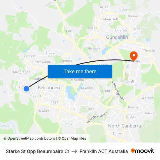Starke St Opp Beaurepaire Cr to Franklin ACT Australia map