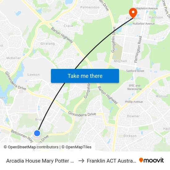 Arcadia House Mary Potter Cct to Franklin ACT Australia map