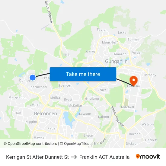 Kerrigan St After Dunnett St to Franklin ACT Australia map