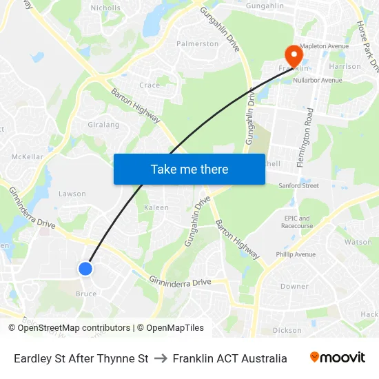 Eardley St After Thynne St to Franklin ACT Australia map