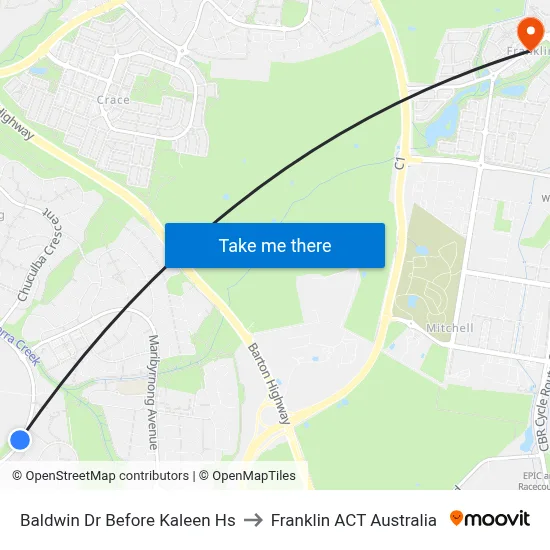 Baldwin Dr Before Kaleen Hs to Franklin ACT Australia map