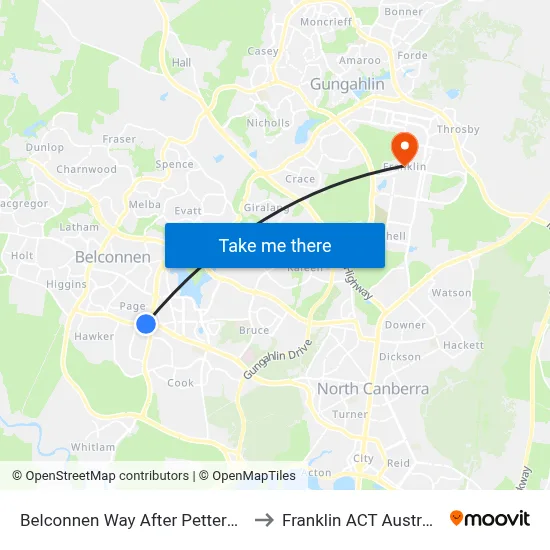 Belconnen Way After Petterd St to Franklin ACT Australia map