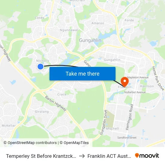 Temperley St Before Krantzcke Cct to Franklin ACT Australia map