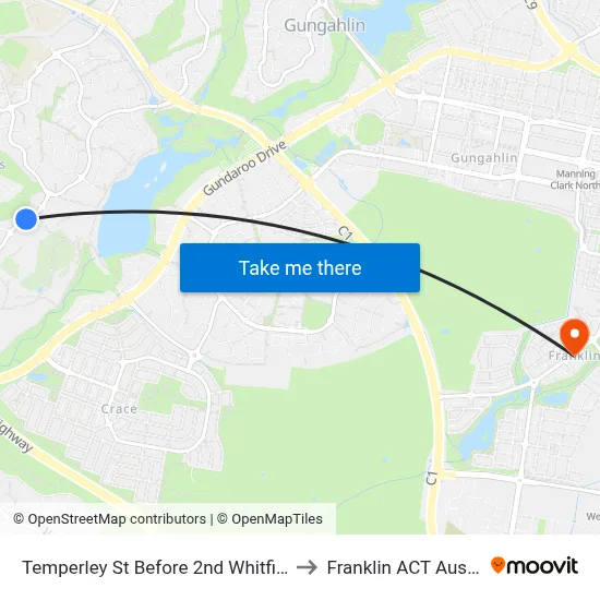 Temperley St Before 2nd Whitfield Cct to Franklin ACT Australia map