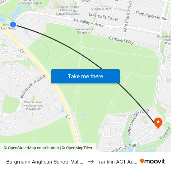 Burgmann Anglican School Valley Campus to Franklin ACT Australia map