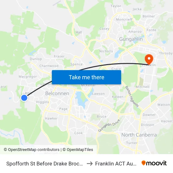 Spofforth St Before Drake Brockman Dr to Franklin ACT Australia map