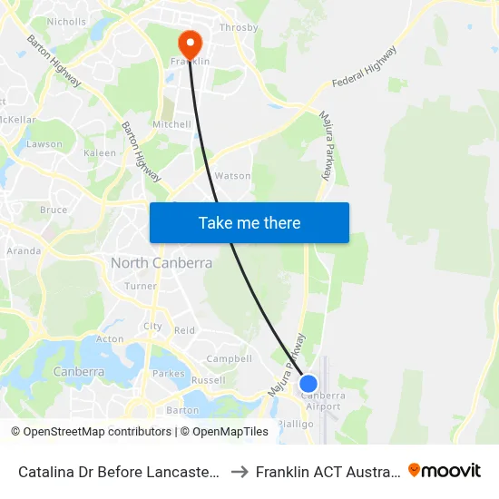 Catalina Dr Before Lancaster Pl to Franklin ACT Australia map