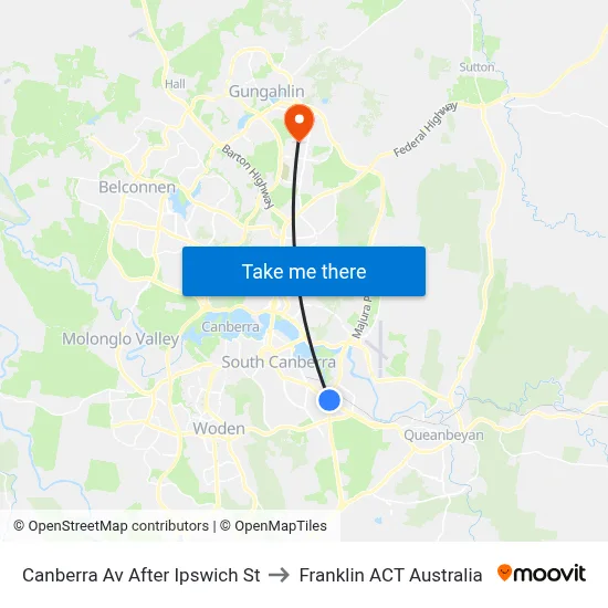 Canberra Av After Ipswich St to Franklin ACT Australia map