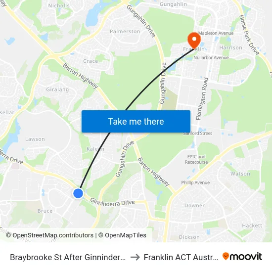 Braybrooke St After Ginninderra Dr to Franklin ACT Australia map