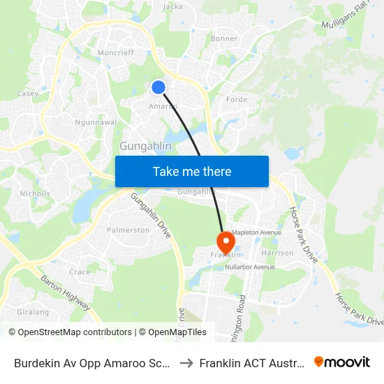 Burdekin Av Opp Amaroo School to Franklin ACT Australia map