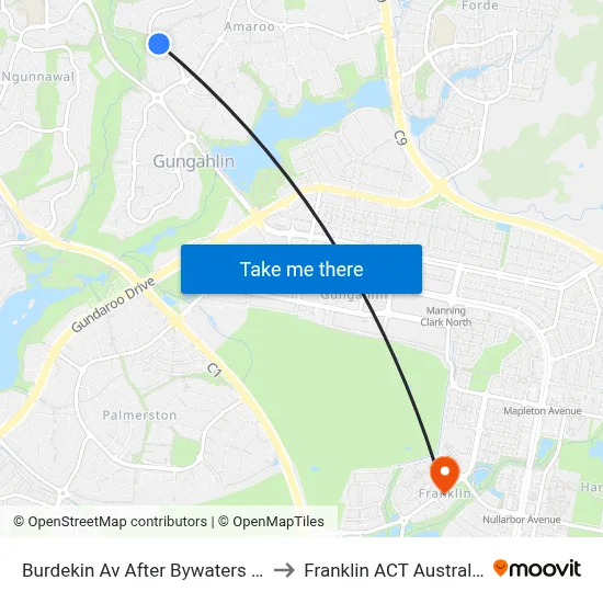 Burdekin Av After Bywaters St to Franklin ACT Australia map