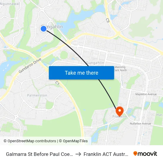Galmarra St Before Paul Coe Cr to Franklin ACT Australia map