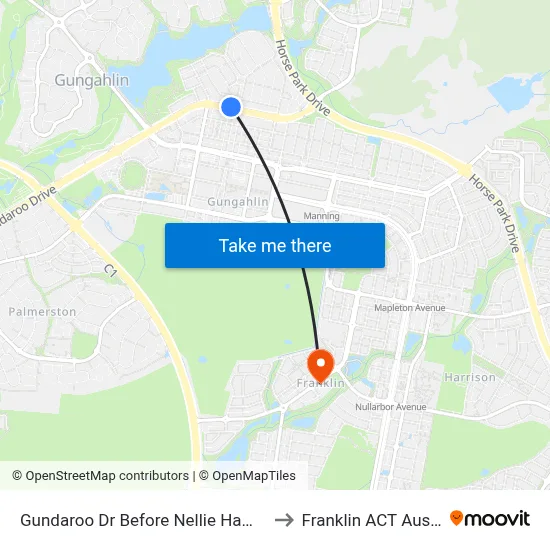 Gundaroo Dr Before Nellie Hamilton Av to Franklin ACT Australia map