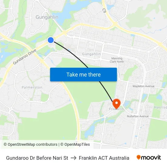 Gundaroo Dr Before Nari St to Franklin ACT Australia map