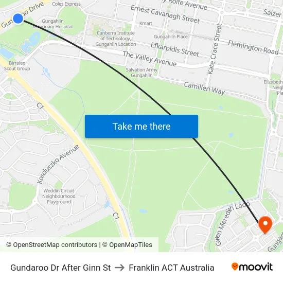 Gundaroo Dr After Ginn St to Franklin ACT Australia map