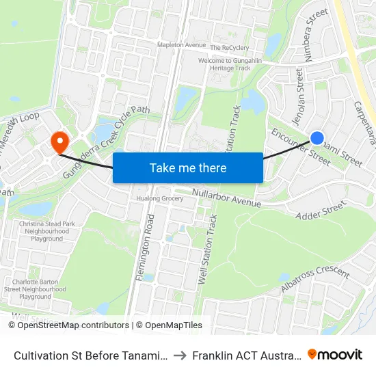 Cultivation St Before Tanami St to Franklin ACT Australia map