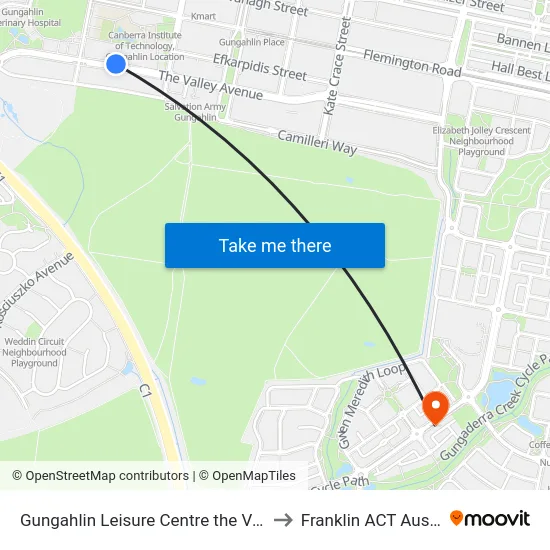 Gungahlin Leisure Centre the Valley Av to Franklin ACT Australia map