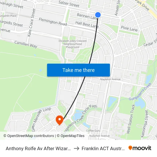 Anthony Rolfe Av After Wizard St to Franklin ACT Australia map