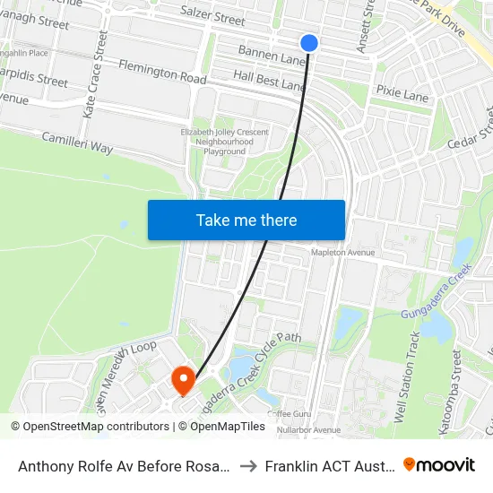 Anthony Rolfe Av Before Rosanna St to Franklin ACT Australia map
