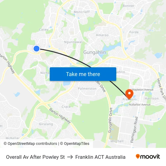 Overall Av After Powley St to Franklin ACT Australia map